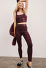 Plaid Foil High Waisted Midi Legging - Burgundy