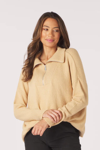 Elevated 1/4 Zip : Tan *Restocks in January
