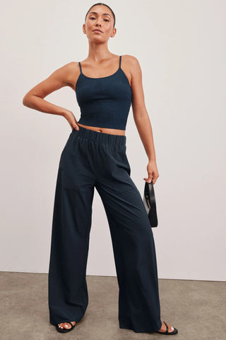Easy Wide Leg Trousers - Navy
