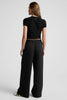 Elasticated Wide Leg Pants - Black