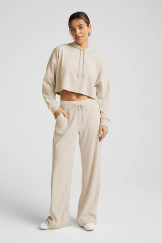 Breathe Easy Ribbed Wide Leg Pant - Ivory