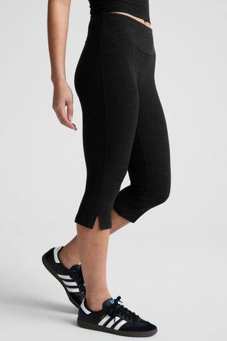 Spacedye Mid-Rise Slit Pedal Pusher Legging - Black