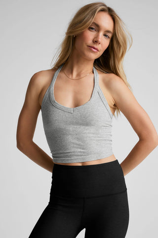 On the Up Cropped Tank - Silver Mist