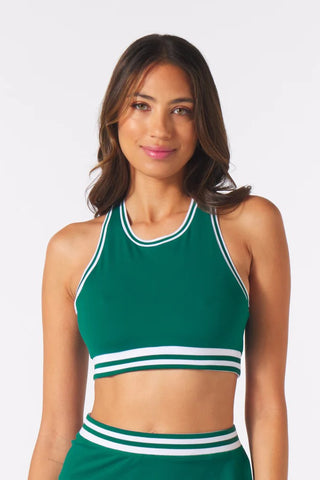 Socialite Bra - Emerald / White
